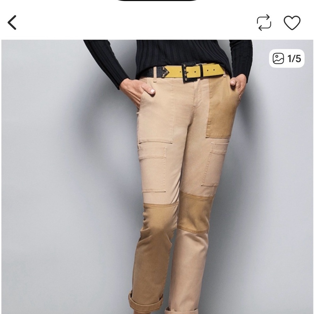 NWOT Cabi Women’s Captain Two-Tone Khaki Cargo Pants Size 4